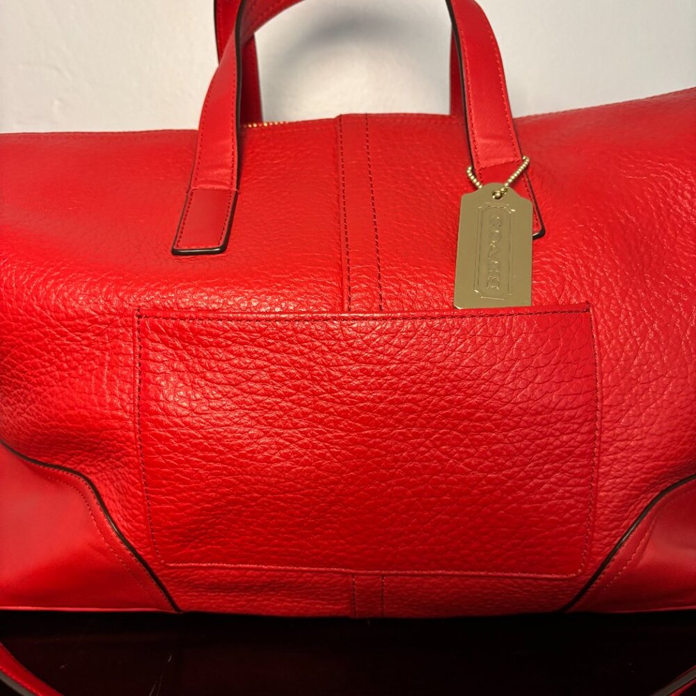 Coach Hadley Luxe Grain Bright Red Leather Zip Satchel - Picture 2 of 11